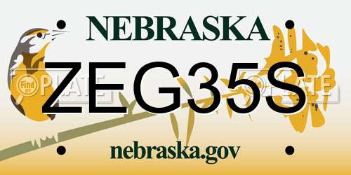 ZEG35S Nebraska License Plate