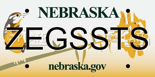 ZEGSSTS Nebraska License Plate