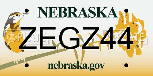 ZEGZ44 Nebraska License Plate