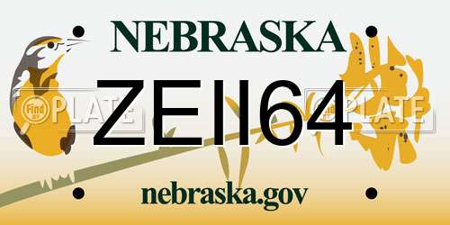 ZEII64 Nebraska License Plate