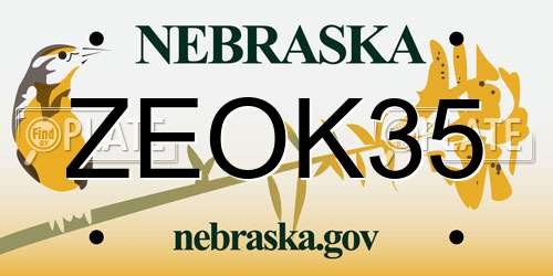 ZEOK35 Nebraska License Plate