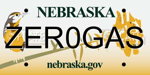 ZER0GAS Nebraska License Plate