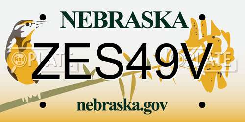 ZES49V Nebraska License Plate