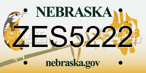 ZES5222 Nebraska License Plate