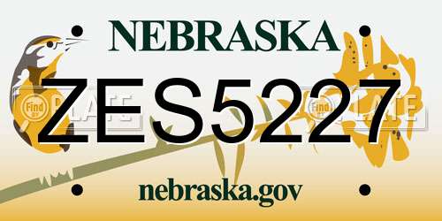 ZES5227 Nebraska License Plate