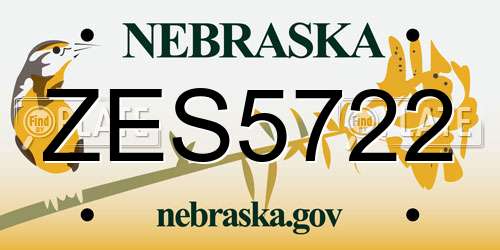 ZES5722 Nebraska License Plate