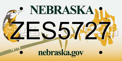 ZES5727 Nebraska License Plate