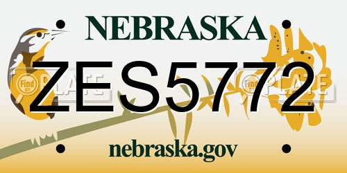 ZES5772 Nebraska License Plate