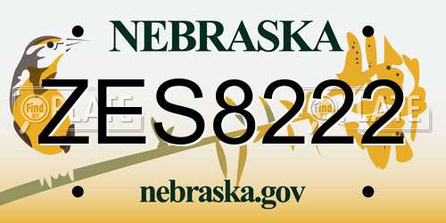 ZES8222 Nebraska License Plate