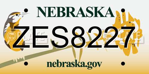 ZES8227 Nebraska License Plate
