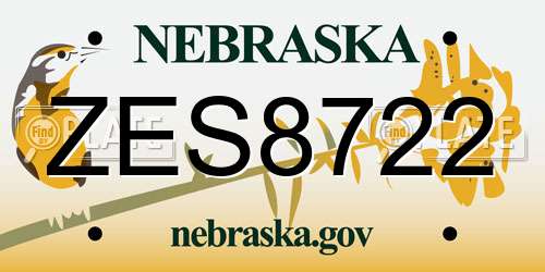ZES8722 Nebraska License Plate