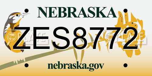 ZES8772 Nebraska License Plate
