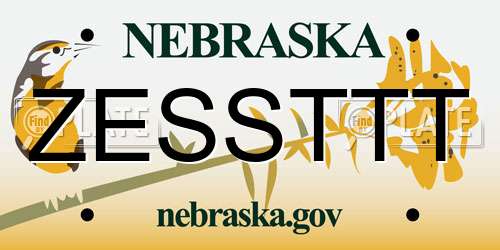 ZESSTTT Nebraska License Plate