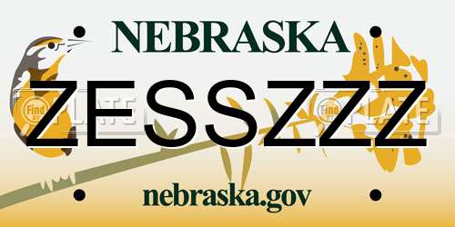 ZESSZZZ Nebraska License Plate