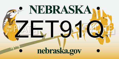 ZET91Q Nebraska License Plate