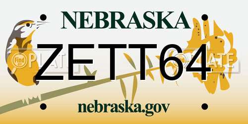 ZETT64 Nebraska License Plate