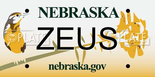 ZEUS Nebraska License Plate