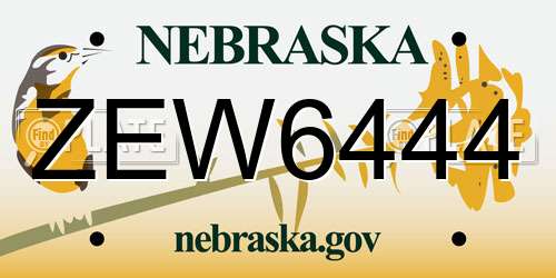 ZEW6444 Nebraska License Plate