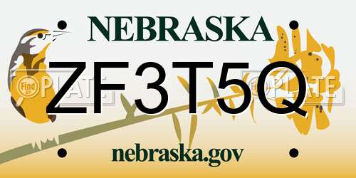 ZF3T5Q Nebraska License Plate