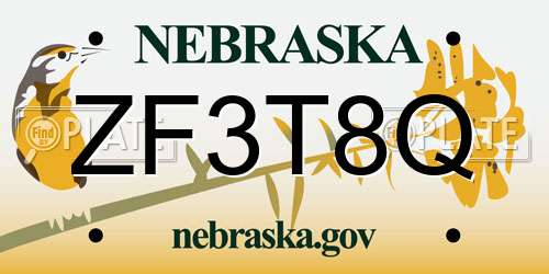ZF3T8Q Nebraska License Plate