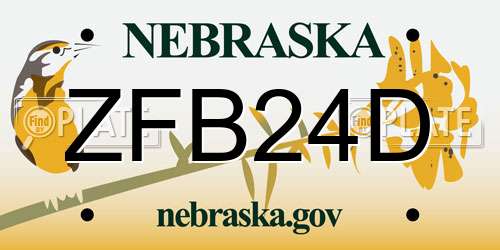 ZFB24D Nebraska License Plate