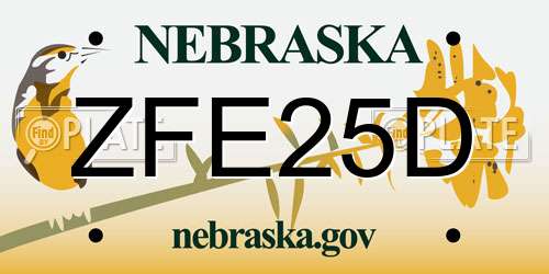 ZFE25D Nebraska License Plate