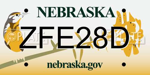 ZFE28D Nebraska License Plate