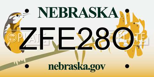 ZFE28O Nebraska License Plate