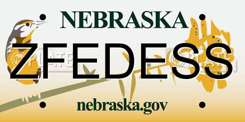 ZFEDESS Nebraska License Plate