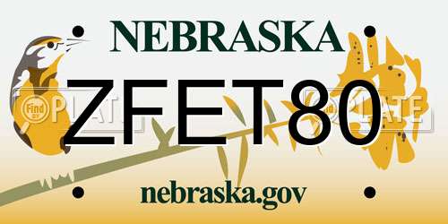 ZFET80 Nebraska License Plate