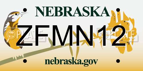 ZFMN12 Nebraska License Plate