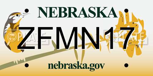 ZFMN17 Nebraska License Plate