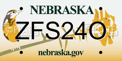 ZFS24O Nebraska License Plate