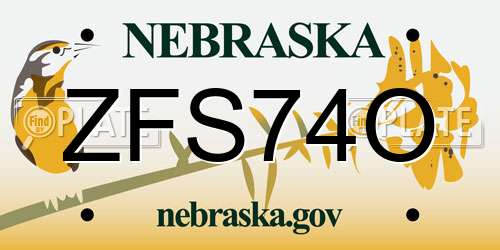 ZFS74O Nebraska License Plate