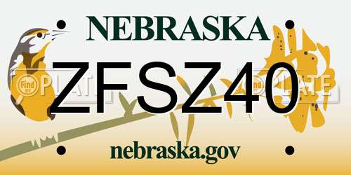 ZFSZ40 Nebraska License Plate