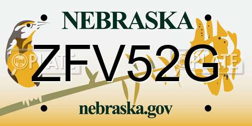 ZFV52G Nebraska License Plate