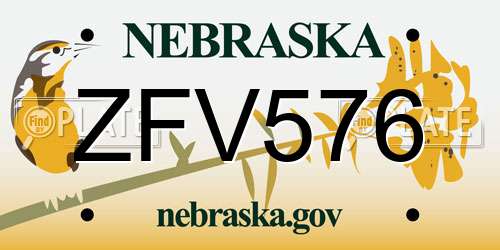 ZFV576 Nebraska License Plate