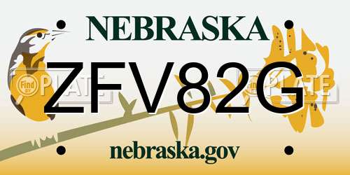 ZFV82G Nebraska License Plate
