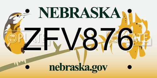 ZFV876 Nebraska License Plate
