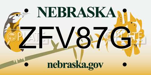 ZFV87G Nebraska License Plate