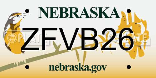 ZFVB26 Nebraska License Plate