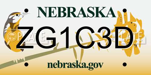 ZG1C3D Nebraska License Plate