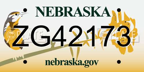 ZG42173 Nebraska License Plate