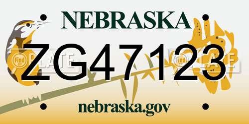 ZG47123 Nebraska License Plate