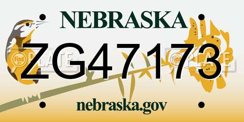ZG47173 Nebraska License Plate