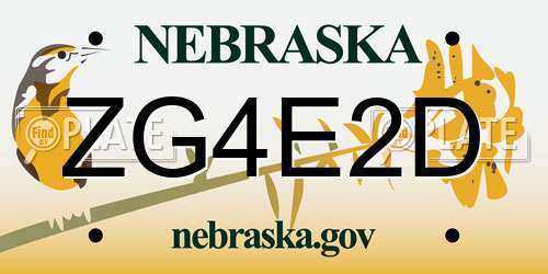 ZG4E2D Nebraska License Plate