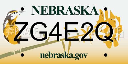 ZG4E2Q Nebraska License Plate