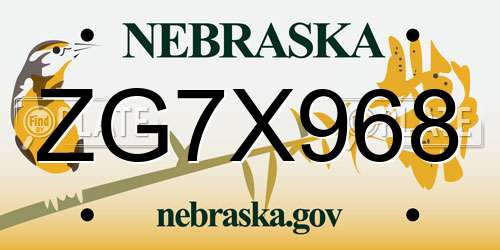ZG7X968 Nebraska License Plate