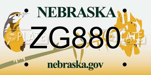 ZG880 Nebraska License Plate