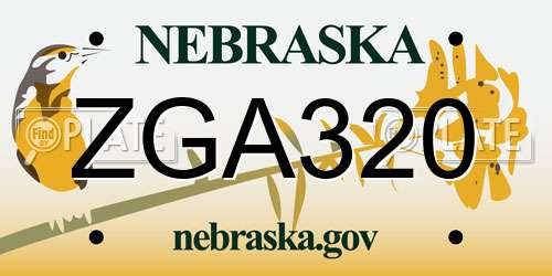 ZGA320 Nebraska License Plate